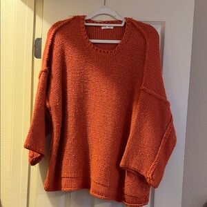 Oversized Chunky Knit Sweater - Burnt Orange